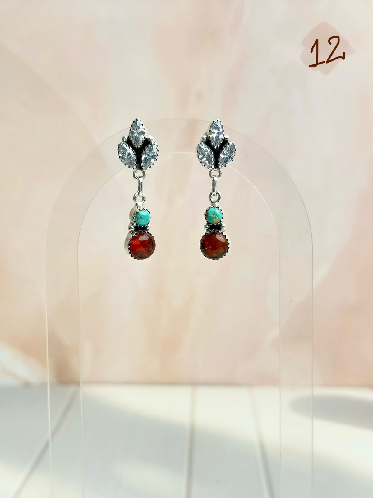 Amber, Turquoise & Crystals Mixed Earrings-Earrings-Krush Kandy, Women's Online Fashion Boutique Located in Phoenix, Arizona (Scottsdale Area)