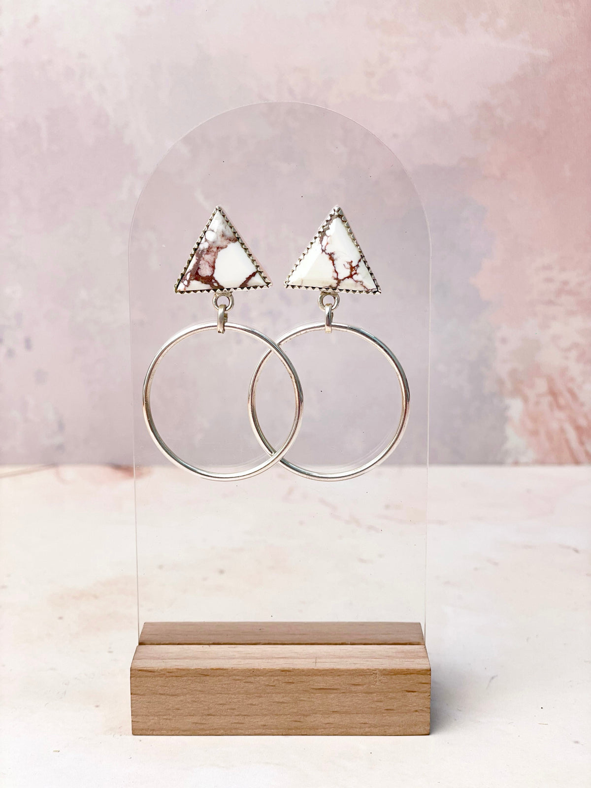 Tiffany's Triangle Single Stone Hoops-Earrings-Krush Kandy, Women's Online Fashion Boutique Located in Phoenix, Arizona (Scottsdale Area)