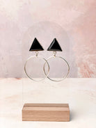Tiffany's Triangle Single Stone Hoops-Earrings-Krush Kandy, Women's Online Fashion Boutique Located in Phoenix, Arizona (Scottsdale Area)