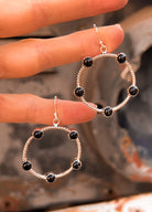 Twisted Rope Stone Hoop Earrings-Hoop Earrings-Krush Kandy, Women's Online Fashion Boutique Located in Phoenix, Arizona (Scottsdale Area)