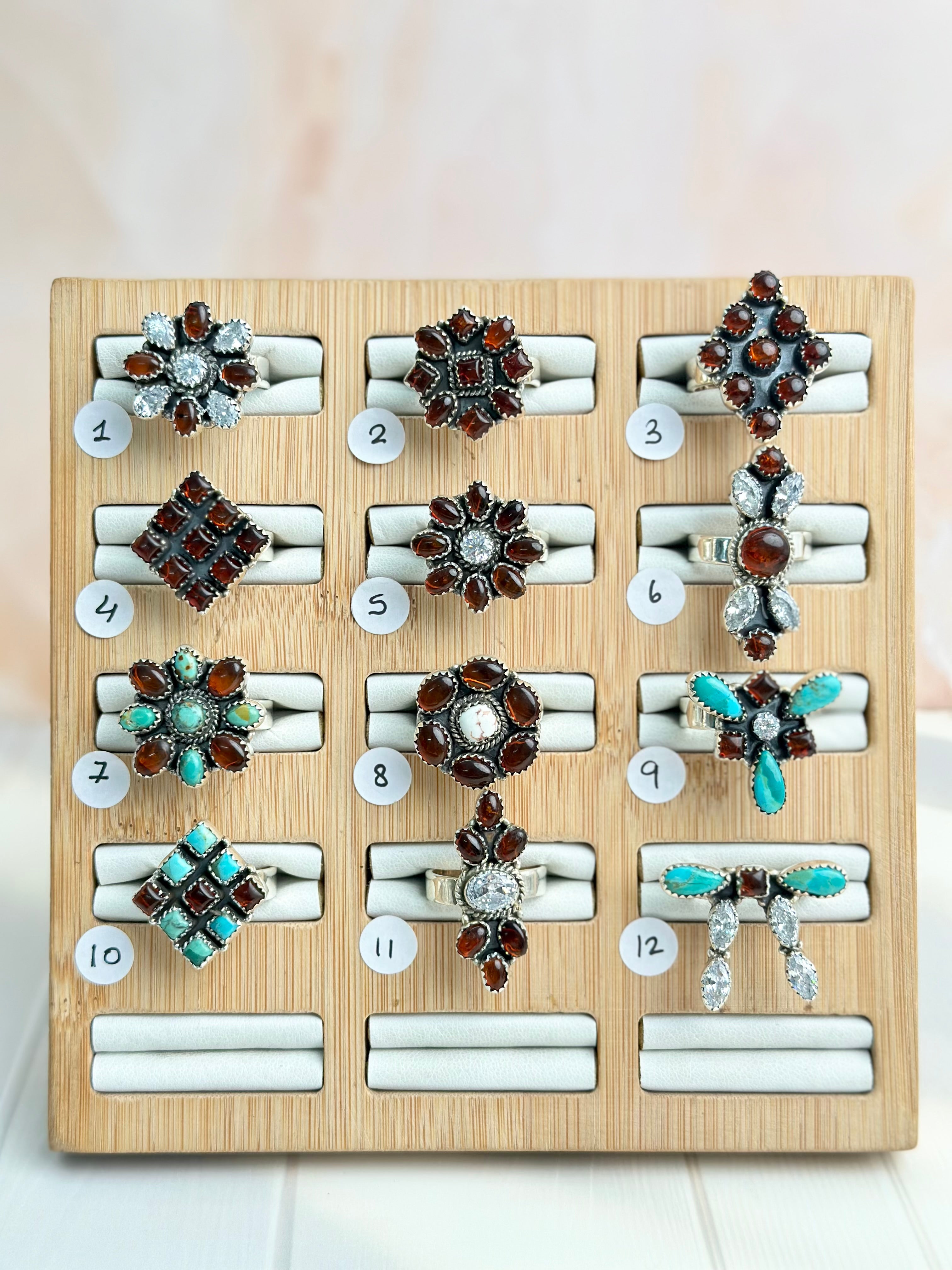 Amber, Turquoise & Crystal One of a Kind Rings-Rings-Krush Kandy, Women's Online Fashion Boutique Located in Phoenix, Arizona (Scottsdale Area)