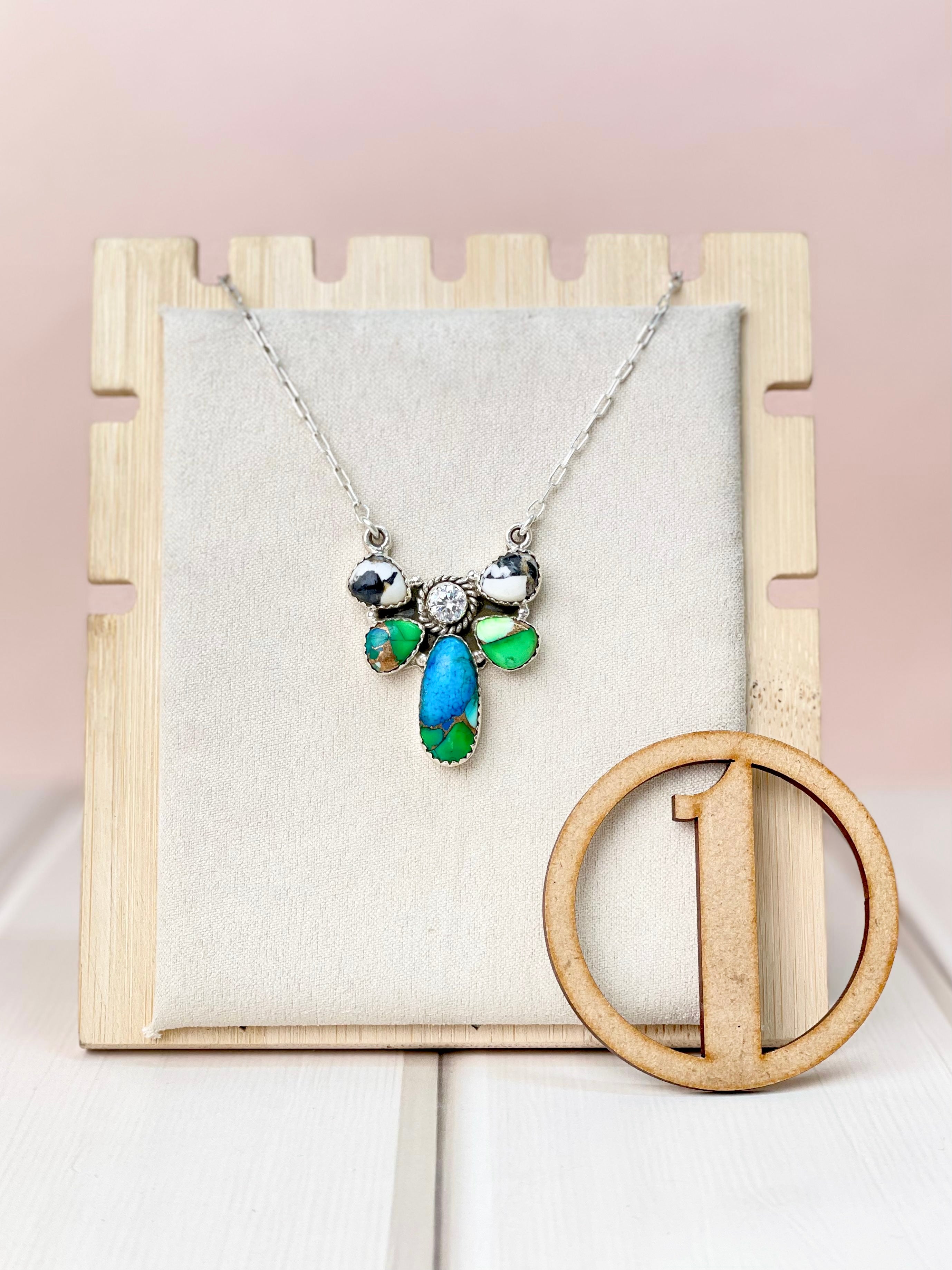 Peacock Dahlia One of a Kind Necklace-Necklaces-Krush Kandy, Women's Online Fashion Boutique Located in Phoenix, Arizona (Scottsdale Area)
