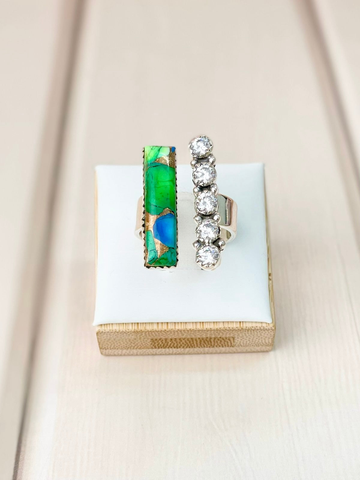 Peacock Dahlia Bar Floater Ring-Rings-Krush Kandy, Women's Online Fashion Boutique Located in Phoenix, Arizona (Scottsdale Area)