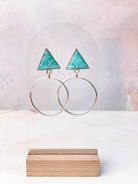Tiffany's Triangle Single Stone Hoops-Earrings-Krush Kandy, Women's Online Fashion Boutique Located in Phoenix, Arizona (Scottsdale Area)