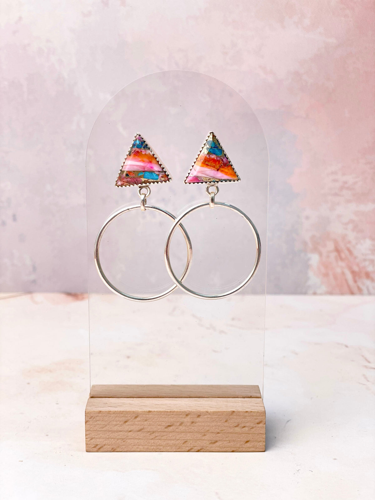 Tiffany's Triangle Single Stone Hoops-Earrings-Krush Kandy, Women's Online Fashion Boutique Located in Phoenix, Arizona (Scottsdale Area)
