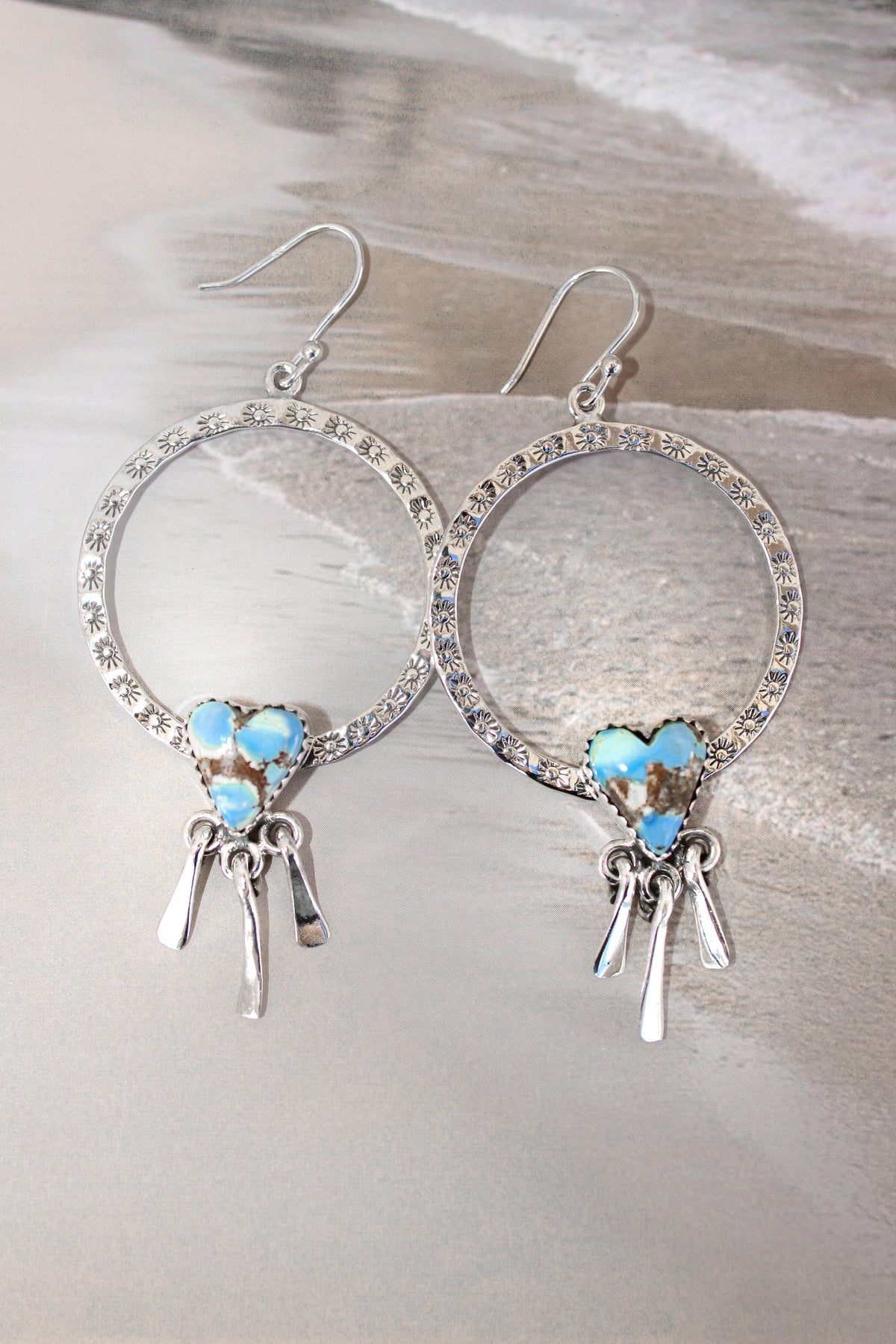 Sunny Stamped Stone Fringe Earrings PREORDER-Drop Earrings-Krush Kandy, Women's Online Fashion Boutique Located in Phoenix, Arizona (Scottsdale Area)