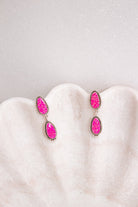 Sterling Silver Stone Drop Slab Earrings-Drop Earrings-Krush Kandy, Women's Online Fashion Boutique Located in Phoenix, Arizona (Scottsdale Area)