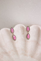 Sterling Silver Stone Drop Slab Earrings-Drop Earrings-Krush Kandy, Women's Online Fashion Boutique Located in Phoenix, Arizona (Scottsdale Area)