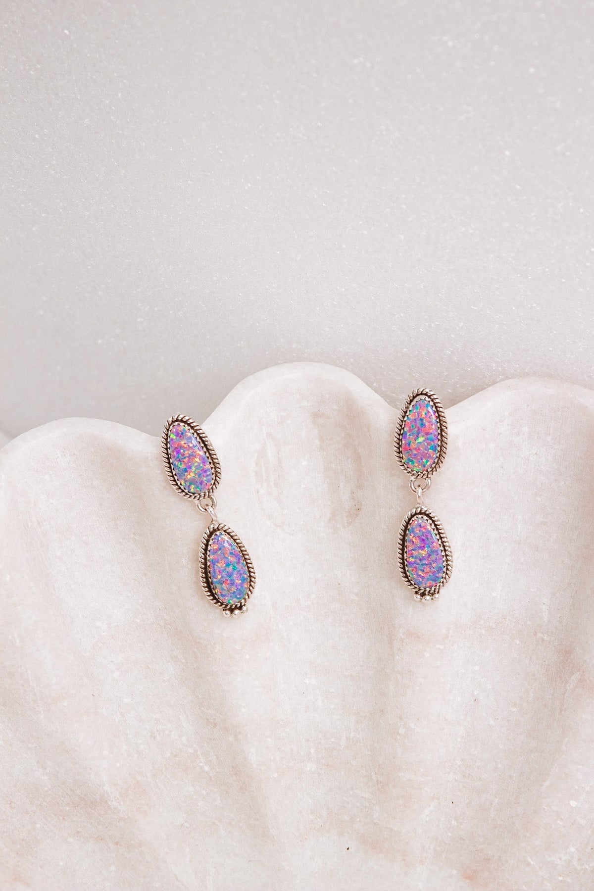 Sterling Silver Stone Drop Slab Earrings-Drop Earrings-Krush Kandy, Women's Online Fashion Boutique Located in Phoenix, Arizona (Scottsdale Area)