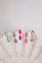 Sterling Silver Stone Drop Slab Earrings-Drop Earrings-Krush Kandy, Women's Online Fashion Boutique Located in Phoenix, Arizona (Scottsdale Area)