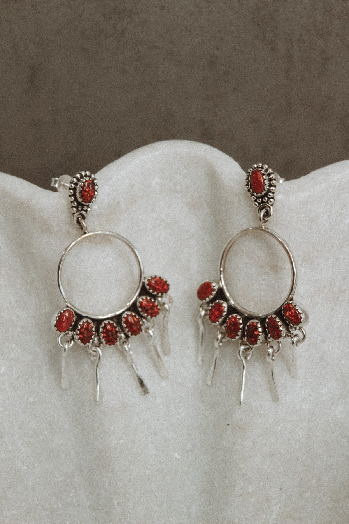 7 Jewel Hoop Studded Dangle Earring-Drop Earrings-Krush Kandy, Women's Online Fashion Boutique Located in Phoenix, Arizona (Scottsdale Area)