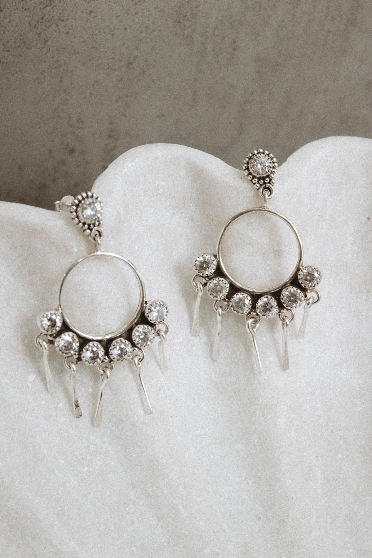 7 Jewel Hoop Studded Dangle Earring-Drop Earrings-Krush Kandy, Women's Online Fashion Boutique Located in Phoenix, Arizona (Scottsdale Area)