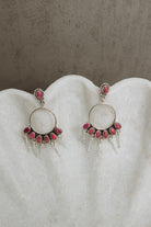 7 Jewel Hoop Studded Dangle Earring-Drop Earrings-Krush Kandy, Women's Online Fashion Boutique Located in Phoenix, Arizona (Scottsdale Area)
