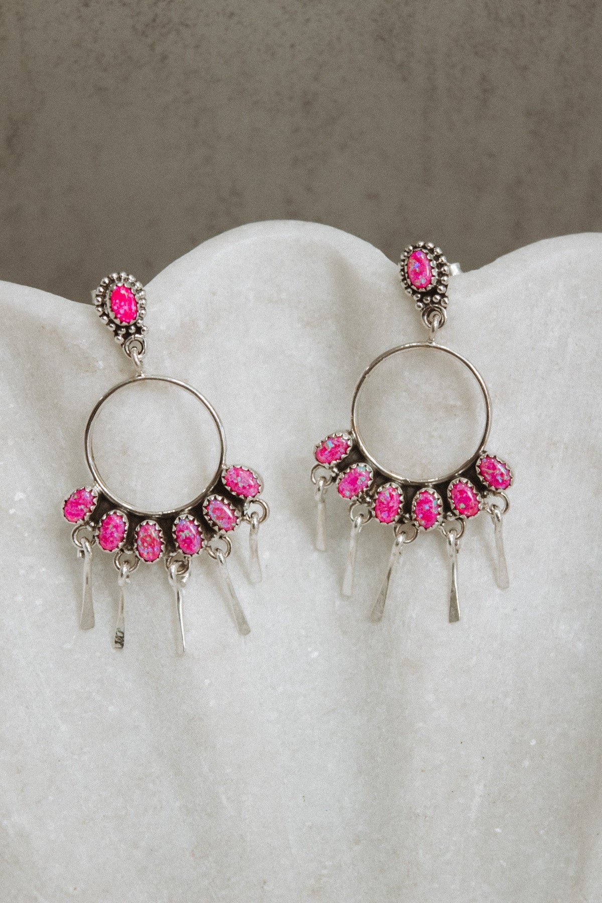 7 Jewel Hoop Studded Dangle Earring-Drop Earrings-Krush Kandy, Women's Online Fashion Boutique Located in Phoenix, Arizona (Scottsdale Area)