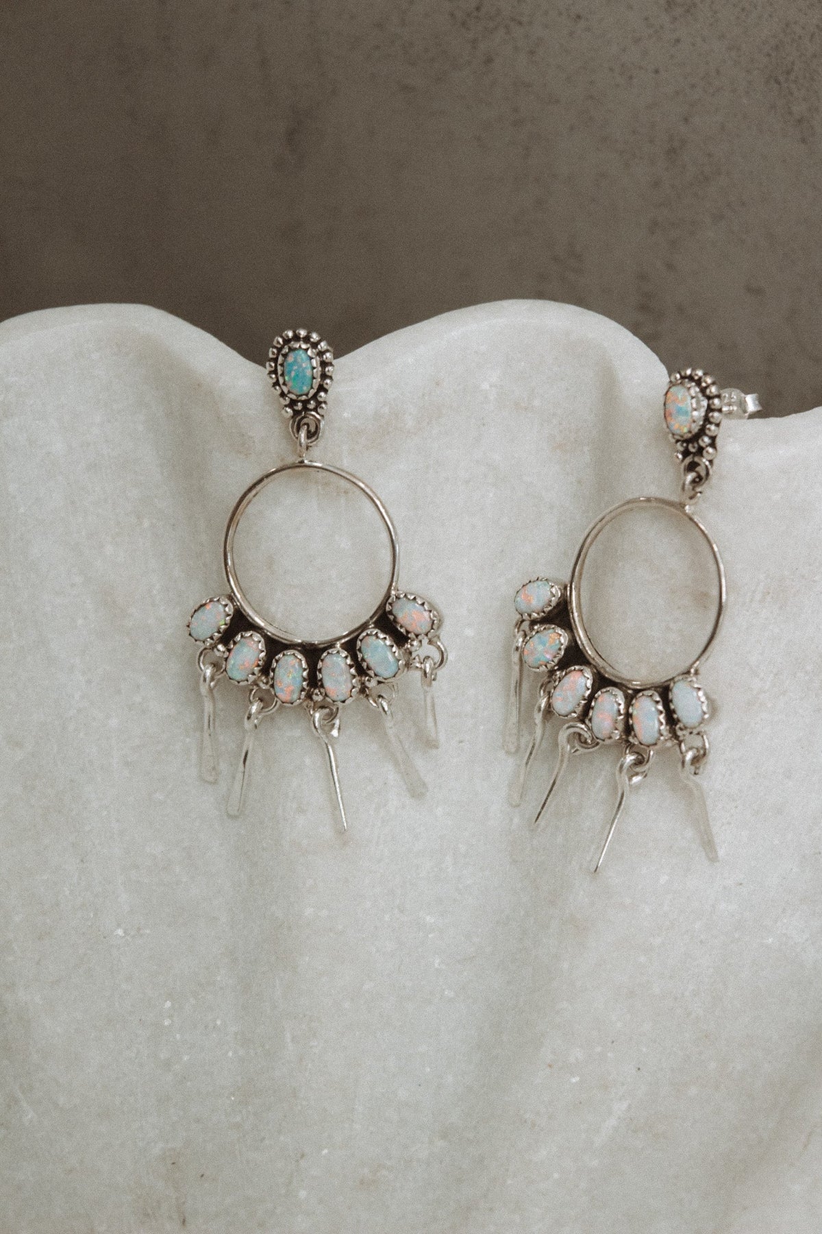 7 Jewel Hoop Studded Dangle Earring-Drop Earrings-Krush Kandy, Women's Online Fashion Boutique Located in Phoenix, Arizona (Scottsdale Area)