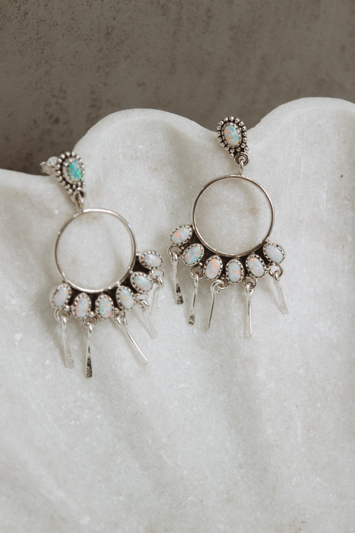 7 Jewel Hoop Studded Dangle Earring-Drop Earrings-Krush Kandy, Women's Online Fashion Boutique Located in Phoenix, Arizona (Scottsdale Area)