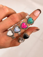 Solid Band Heart Single Stone Ring-Statement Rings-Krush Kandy, Women's Online Fashion Boutique Located in Phoenix, Arizona (Scottsdale Area)