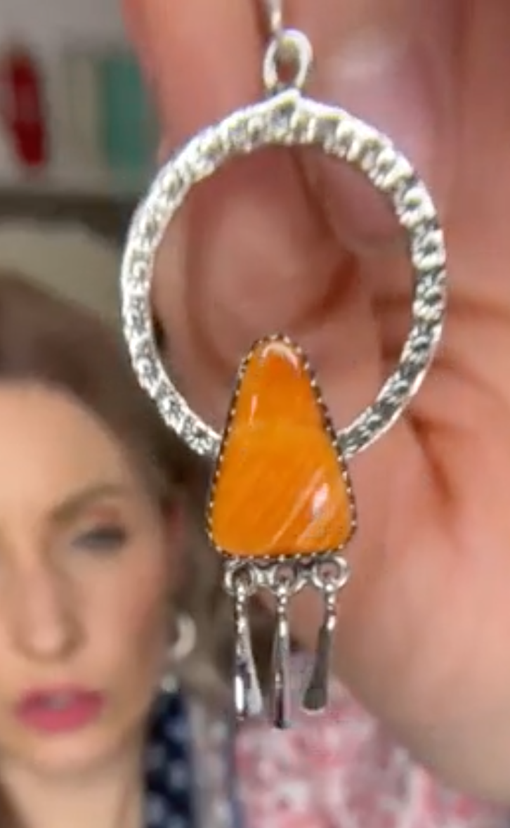Sunny Stamped Stone Fringe Earrings PREORDER-Drop Earrings-Krush Kandy, Women's Online Fashion Boutique Located in Phoenix, Arizona (Scottsdale Area)
