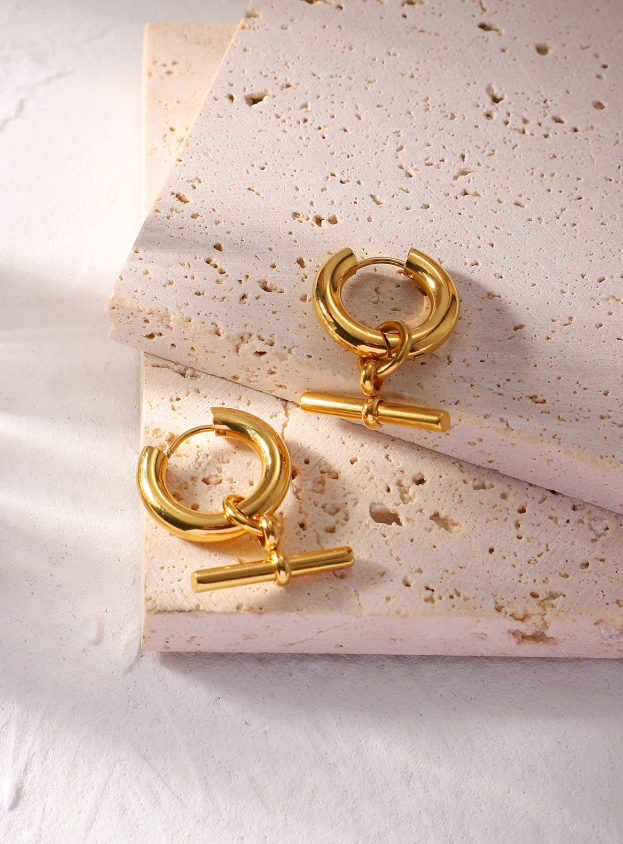 Stainless Steel Geometric Trend Huggie Earrings-Jewelry-Krush Kandy, Women's Online Fashion Boutique Located in Phoenix, Arizona (Scottsdale Area)