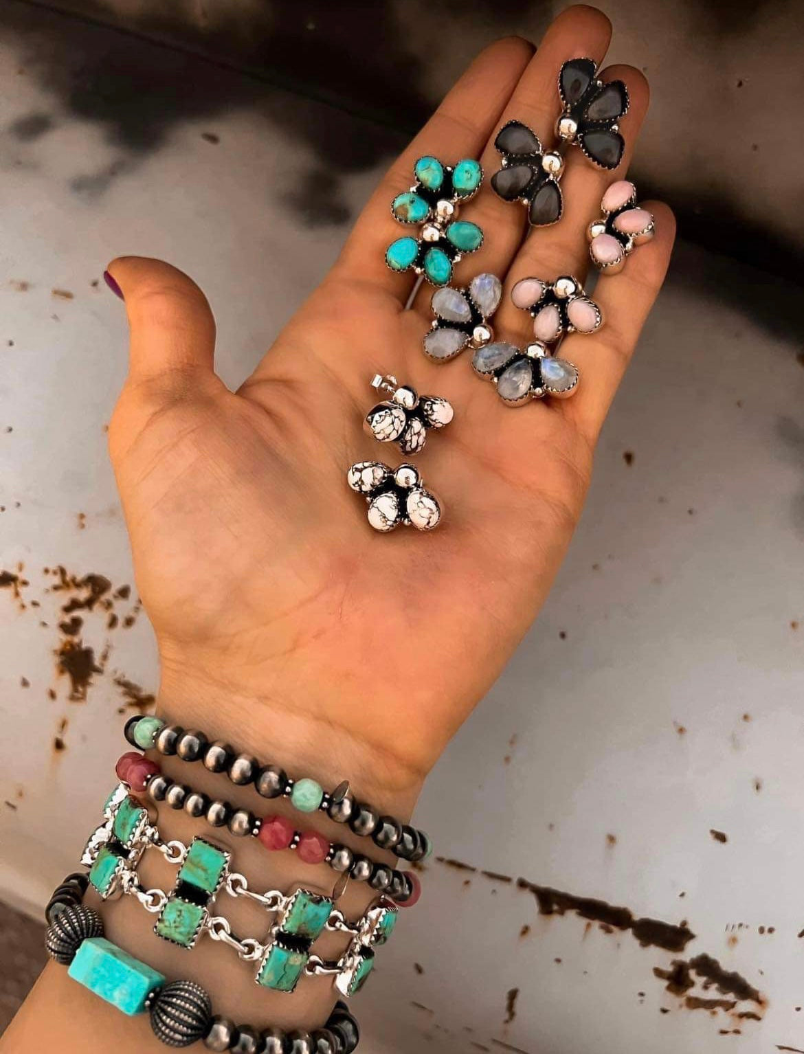 3 Stone Cluster Earrings-Stud Earrings-Krush Kandy, Women's Online Fashion Boutique Located in Phoenix, Arizona (Scottsdale Area)