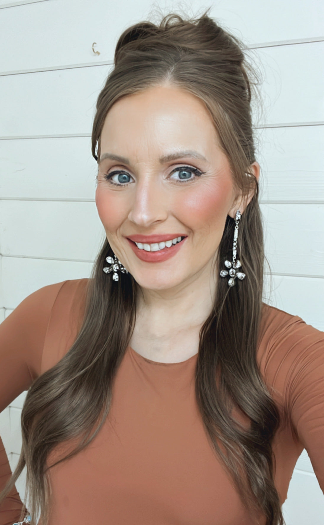 Soul Sister Flower Sterling Silver & Stone Earrings MADE TO ORDER-Drop Earrings-Krush Kandy, Women's Online Fashion Boutique Located in Phoenix, Arizona (Scottsdale Area)