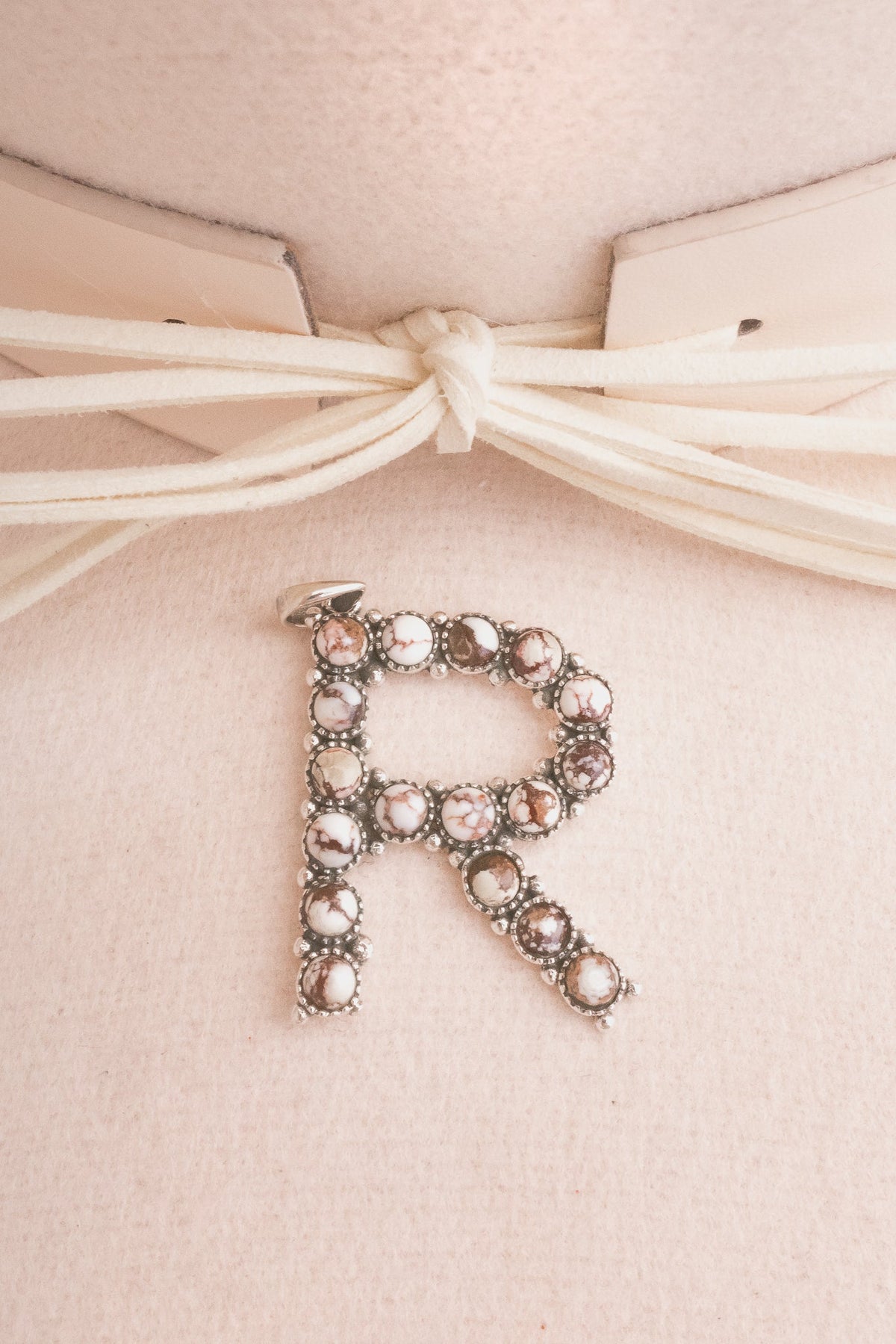 Sign Here Initial Stone Pendant MADE TO ORDER-Squash Blossom Necklaces-Krush Kandy, Women's Online Fashion Boutique Located in Phoenix, Arizona (Scottsdale Area)
