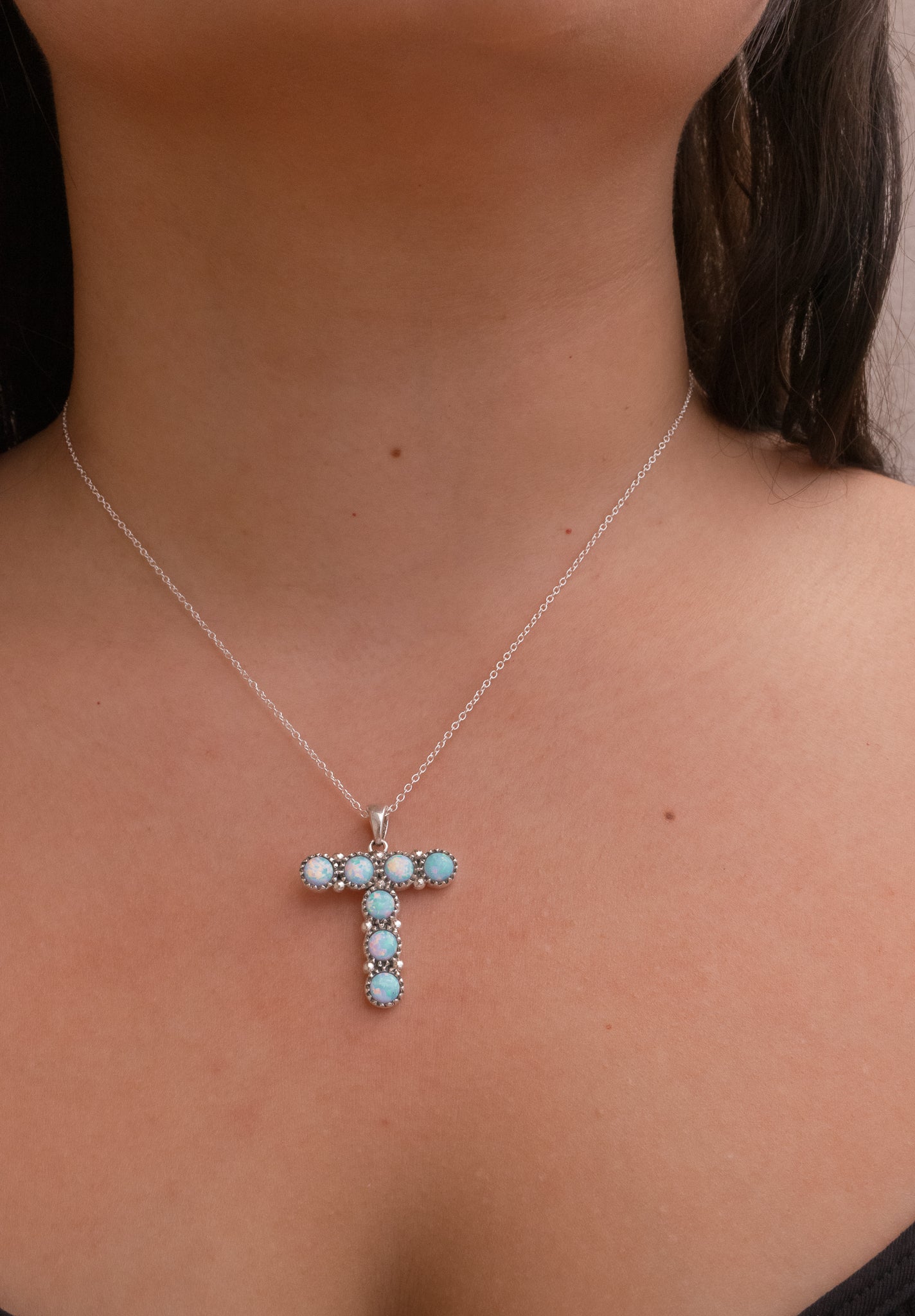 Sign Here Initial Stone Pendant MADE TO ORDER-Squash Blossom Necklaces-Krush Kandy, Women's Online Fashion Boutique Located in Phoenix, Arizona (Scottsdale Area)
