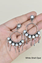 7 Jewel Hoop Studded Dangle Earring-Drop Earrings-Krush Kandy, Women's Online Fashion Boutique Located in Phoenix, Arizona (Scottsdale Area)