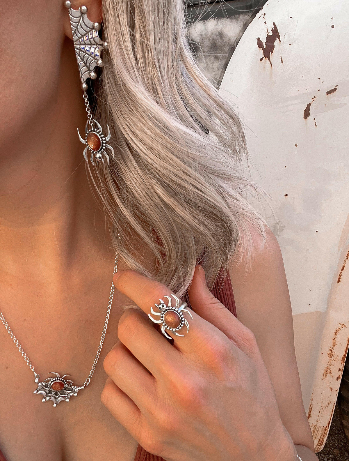 Half Web Single Stone Necklace | Krush Original-Krush Kandy, Women's Online Fashion Boutique Located in Phoenix, Arizona (Scottsdale Area)